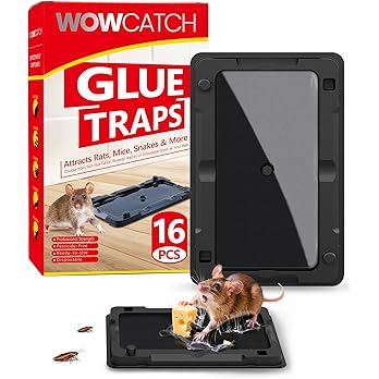 Sticky Mouse Traps Indoor for Home - 16 Pack Pre-baited Glue Traps for Roaches, Spider, Lizard, Bulk Sticky Rodent Catcher for Kitchen, Garage, Pet Safe Pest Control, Non-Toxic, Small Size
