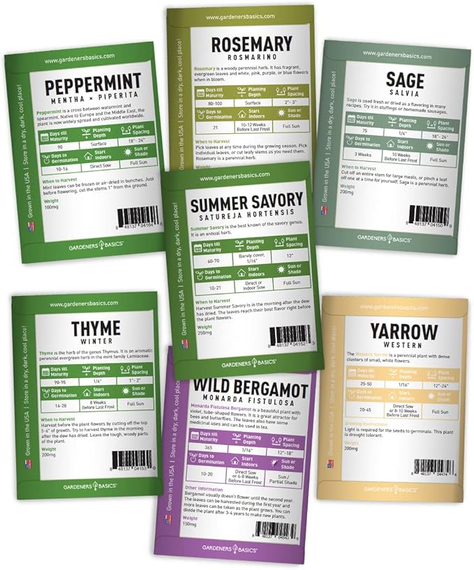 35 Medicinal & Culinary Herb Seeds Variety Pack - Heirloom Non-GMO Garden Kit for Indoor, Outdoor & Greenhouse Growing - Apothecary, Tea & Cooking Herbs - Gift for Gardeners