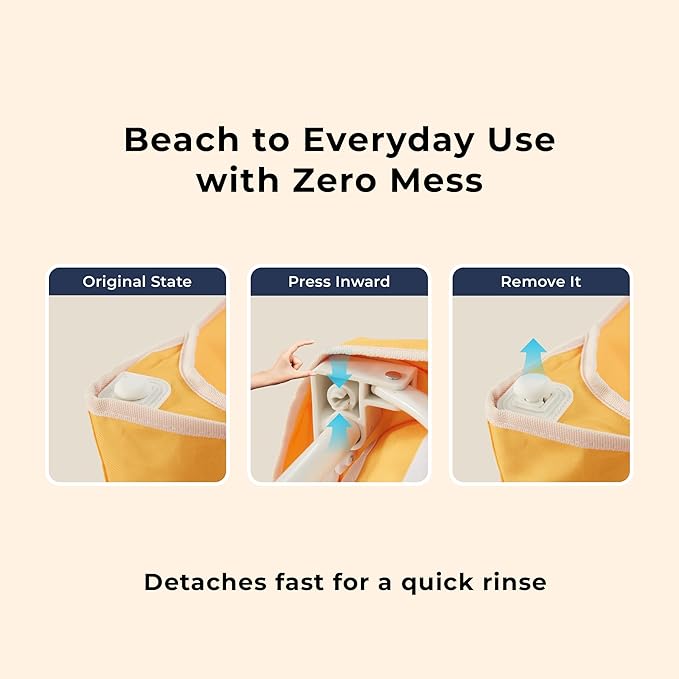 Beach Wagon Cart with Big 6.7" Fat Tires, Foldable Sand Wagon for Beach, Camping & Outdoor Use – Large Capacity, Easy Pull Design, Cala Serena Ochre Stripe