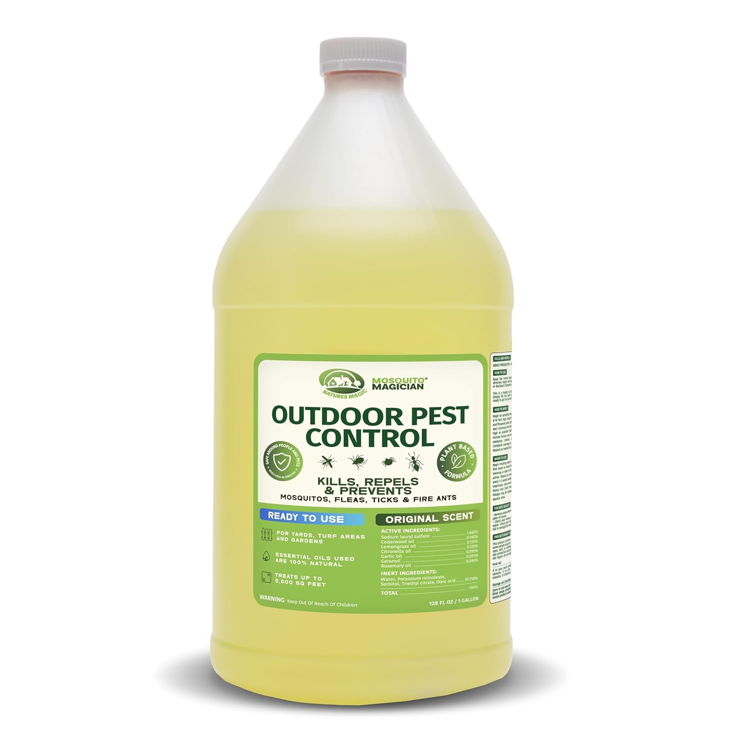 Mosquito Magician Ready to Use Liquid Solution – Kills Mosquitoes, Fleas & Fire Ants – Use with Mosquito Foggers, Sprayers & Misting Systems – Pet & Yard Safe for Lawns, Patios, Outdoors, 2 Gallon