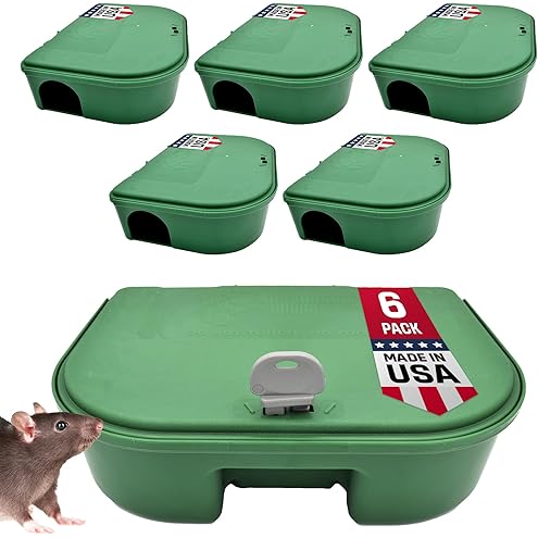 12 Pack Key–Required Rat Bait Stations & Mouse Bait Stations – 6 Large & 6 Compact, Lockable Weather–Resistant Plastic for Indoor & Outdoor – Keeps Children & Pets Safe