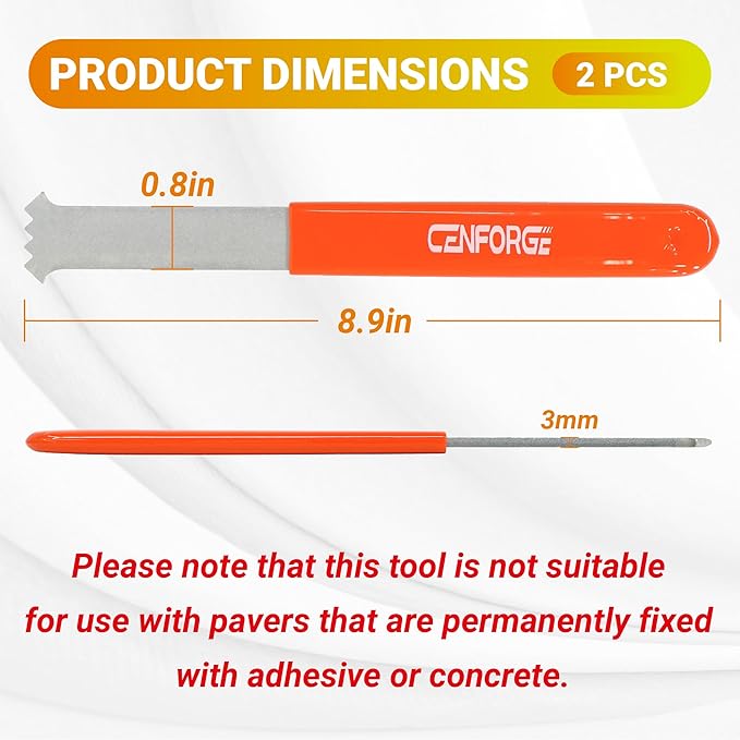 2-Pack Paver Removal Tool – Heavy Duty Galvanized Steel Paver Extractor & Puller – Serrated Grip Brick Lifter for Patio, Driveway, and Hardscape Repair (Non-Slip Handle)