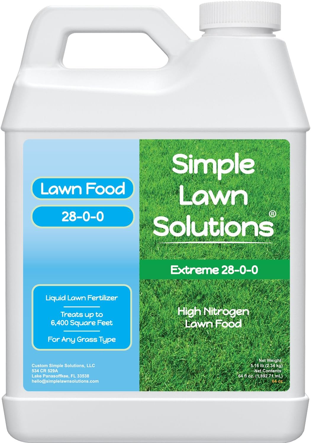 Maximum Green & Growth Fertilizer High Nitrogen 28-0-0 Lawn Food Liquid Fertilizer- Spring & Summer- Any Grass Type- Simple Lawn Solutions - Concentrated Quick & Slow Release Formula (64 Ounce)