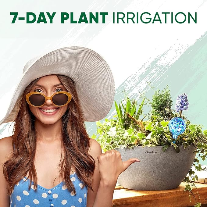 Plant Watering Globes Set of 2 - Large Self Watering Globes for Indoor & Outdoor Plants - Multicolored, Automatic, Glass Watering Bulbs for Daily Use, Plant Watering Devices