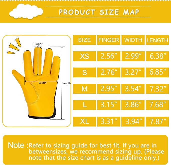Kids Genuine Leather Work Gloves, Kids Gardening Work Gloves, Safety Glove, Reflective, Breathable Design, Perfect for Children Gardening, Yard Work, Outdoor (Large, Black, 6-7 Years Old)