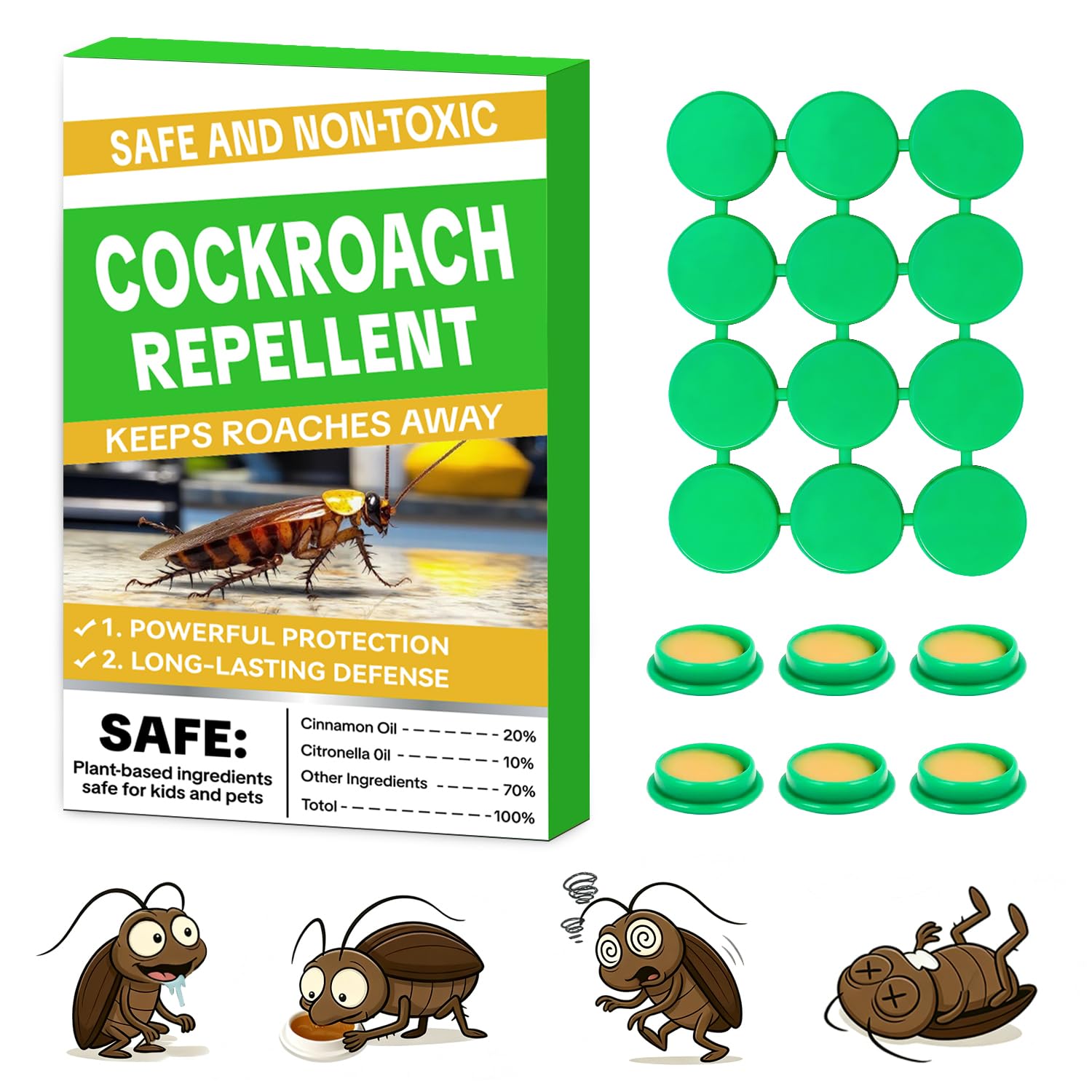 Cockroach Gel Bait Traps 32 Pack, Cockroach Repellent Indoor Home, Roach Deterrent, Pet Safe Roach Repeller Outdoor, Keep Roaches Away, Get Rid of Roaches for House, Hotel,Warehouse