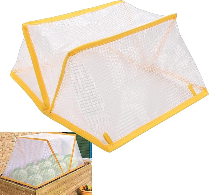 Garden Row Accelerator Plant Cover, Sturdy PVC Weather Proof Foldable Plant Net Cage Guard with Ground Stakes, for Greenhouse Vegetables Fruits Flowers