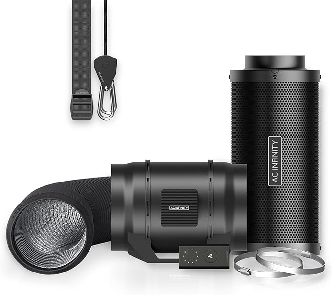 AC Infinity Air Filtration Kit 8”, CLOUDLINE LITE Inline Fan and Carbon Filter Combo, Cooling and Ventilation System for Grow Tents, Hydroponics, Indoor Gardening