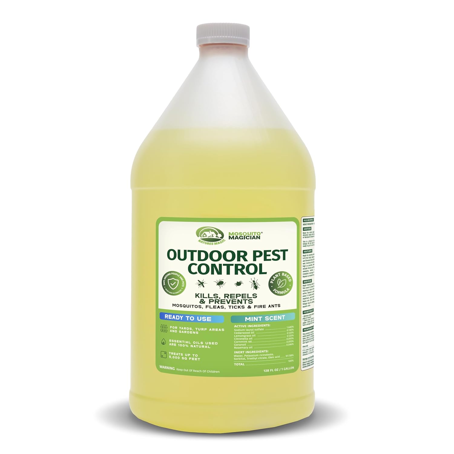 Mosquito Magician Ready to Use Liquid Solution – Kills Mosquitoes, Fleas & Fire Ants – Use with Mosquito Foggers, Sprayers & Misting Systems – Pet & Yard Safe for Lawns, Patios, Outdoors, 2 Gallon