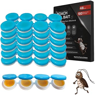 48Pack Roach Gel Bait,Roach Repellent for Home - Fast Acting Cockroach Killer Gel,Roach Killer Indoor Infestation Solution,Long Lasting Natural Roaches Control for Kitchen, Bathroom, Garage