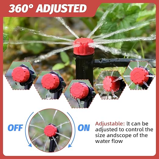 150PCS Adjustable Irrigation Drippers Sprinklers, 1/4 Inch Emitter Dripper Micro Drip Irrigation for Garden, Patio, Lawn, Flower Bed Watering System