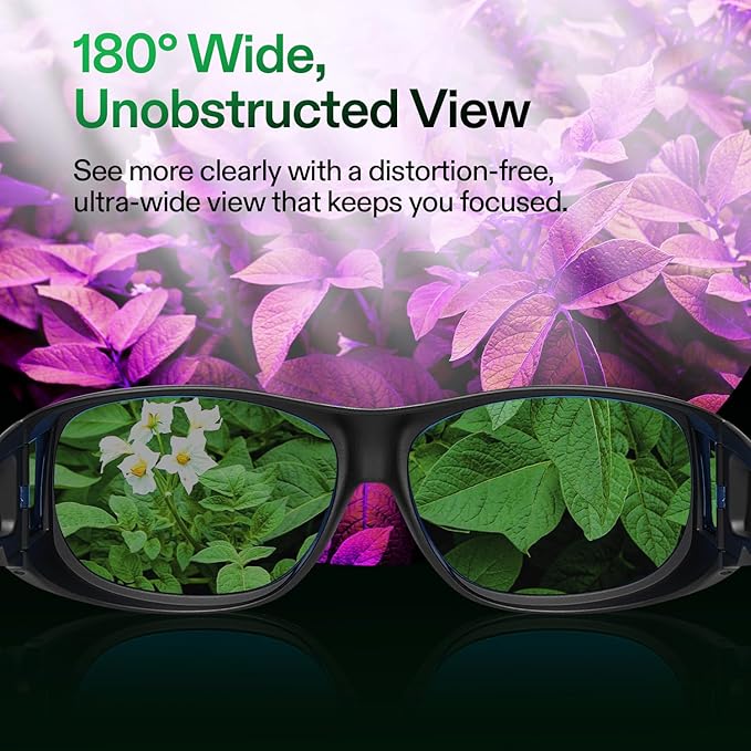 VIVOSUN Grow Room Glasses, Indoor Hydroponics LED Grow Light Glasses, Anti-UV Glasse for Visual Eye Protection, 2pcs
