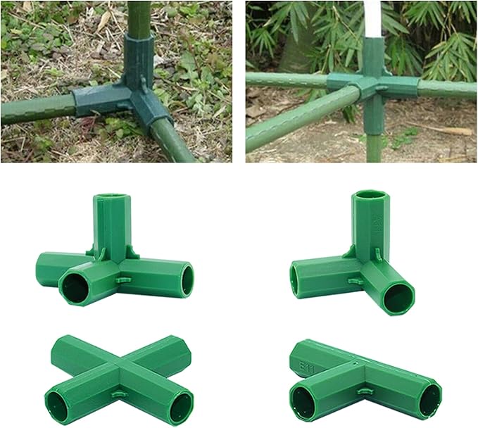 16PCS Fitting 16MM 4 Types Stable Support Heavy Duty Greenhouse Frame Building Connector Suitable for Grape Trellis Sunscreen Shed Gardening