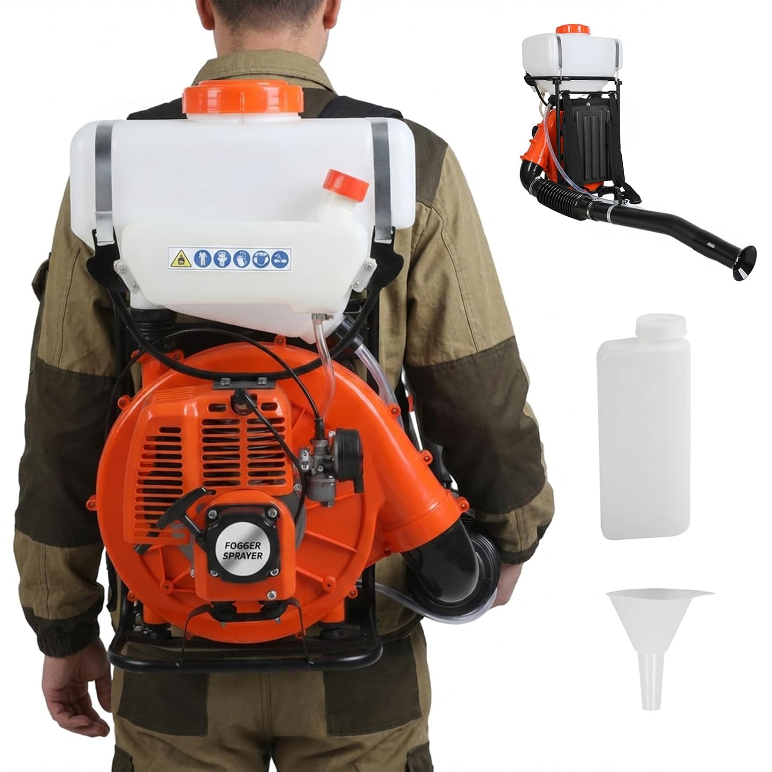 43cc Gas Mosquito Fogger, Backpack Sprayer Cold Fogger with 20L Tank, Spray Range Exceeding 12 Meters Insect Control Sprayer, 7500rpm Outdoor Pest Control Equipment for Garden Farm Yard Use (Orange)