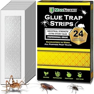 LULUCATCH Cricket & Insect Glue Traps 24 Pack, Adhesive Bug Catcher, Pre-Baited Spider Scorpion Trap, Non-Toxic Glue Boards Indoor for Home Catching Bugs,Small Mice & Rodents, Pet Safe Pest Control