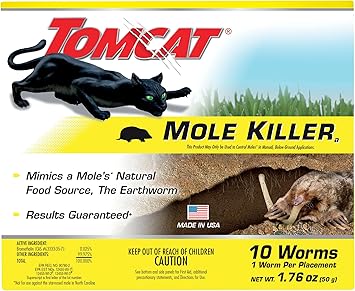 Tomcat Mole Killer(a), Ready-to-Use Worm Bait Strips that Mimic Earthworms, Kills Moles in One Feeding, 10 pk.