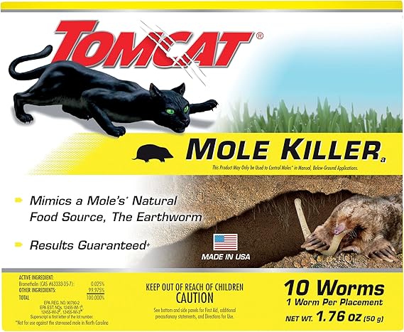 Tomcat Mole Killer(a), Ready-to-Use Worm Bait Strips that Mimic Earthworms, Kills Moles in One Feeding, 10 pk.