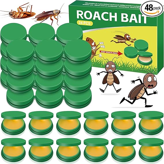 Roach Bait - Roach Traps Cockroach Bait Gel, Cockroach Killer Indoor Infestation, Indoor Home Repellent for Small Large Cockroaches, Get Rid of Roaches Permanently Outdoor (48)