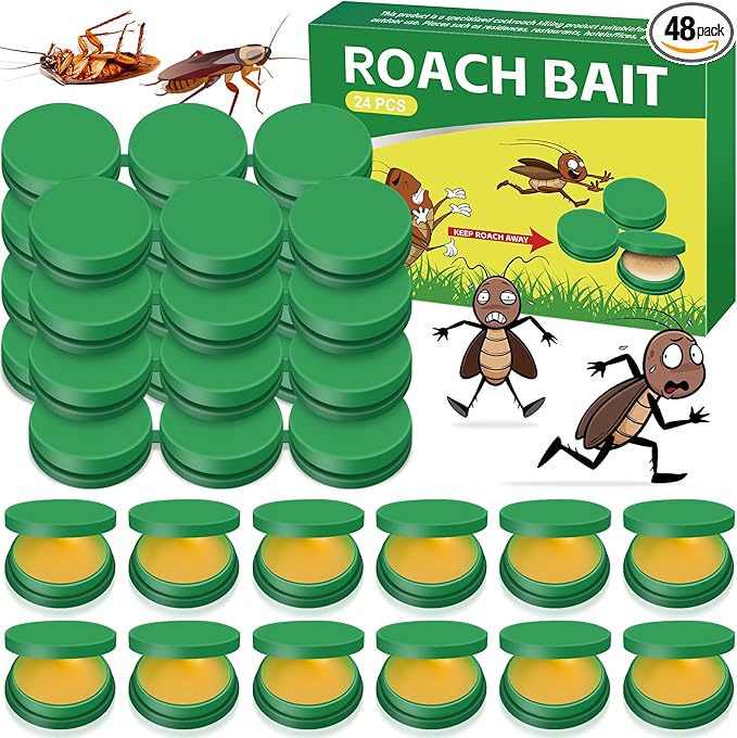 Roach Bait - Roach Traps Cockroach Bait Gel, Cockroach Killer Indoor Infestation, Indoor Home Repellent for Small Large Cockroaches, Get Rid of Roaches Permanently Outdoor (48)