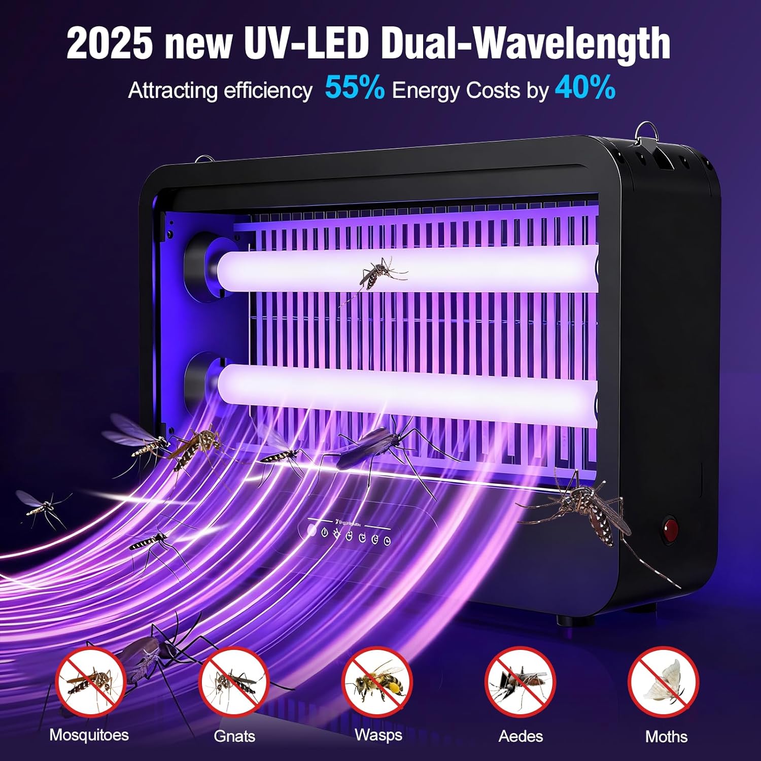 Electric Bug Zapper Indoor, Mosquito Zapper with 3500V Powerful Dual Grid & Remote, Fly Zapper Fly Trap Insect Killer for Patio Yard Home Kitchen Camping - Including 2 Replacement Bulbs (Black)