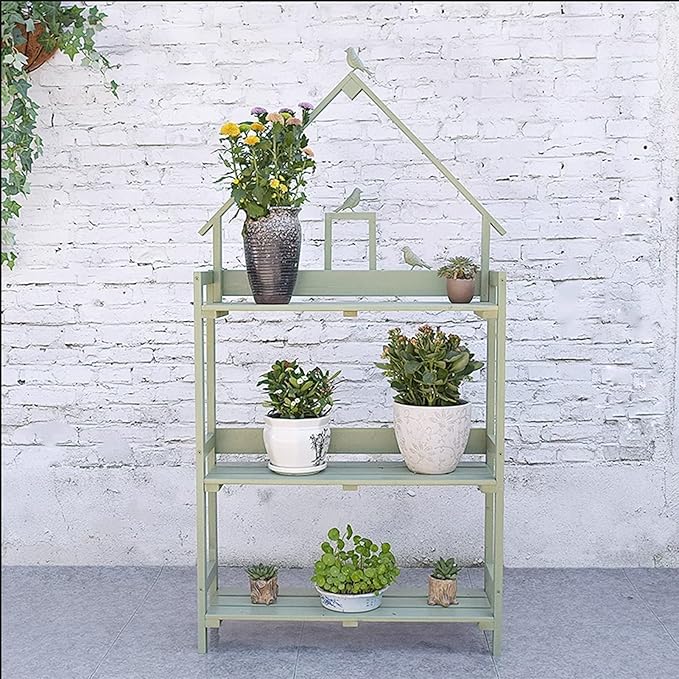 Outdoor Garden Storage Cabinet, 3-Tier Plant Shelves, Potting Bench Table, Workstation Shed with Tabletop for Patio