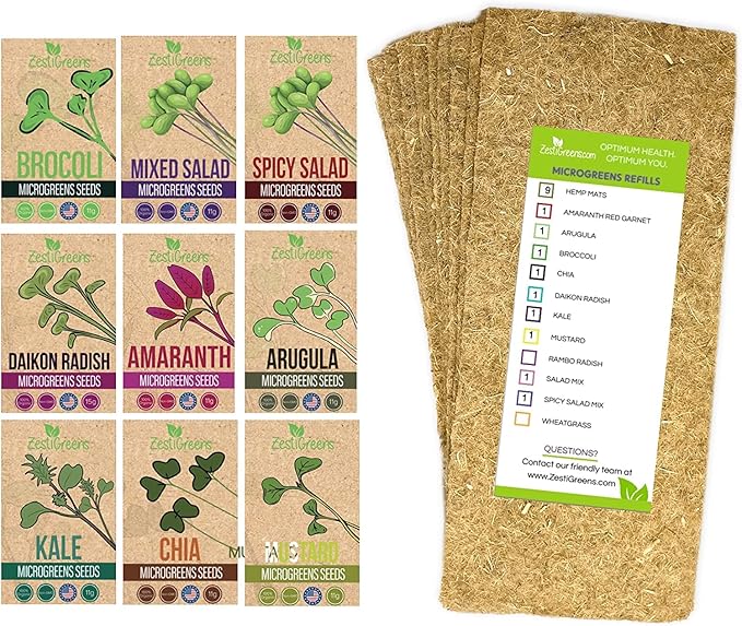 ZESTIGREENS Microgreens & 9 Seed Mat Refill