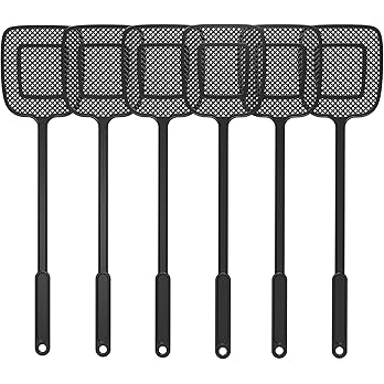 MR.SIGA Heavy Duty Long Handle Fly Swatter, Gray, 6 Pack