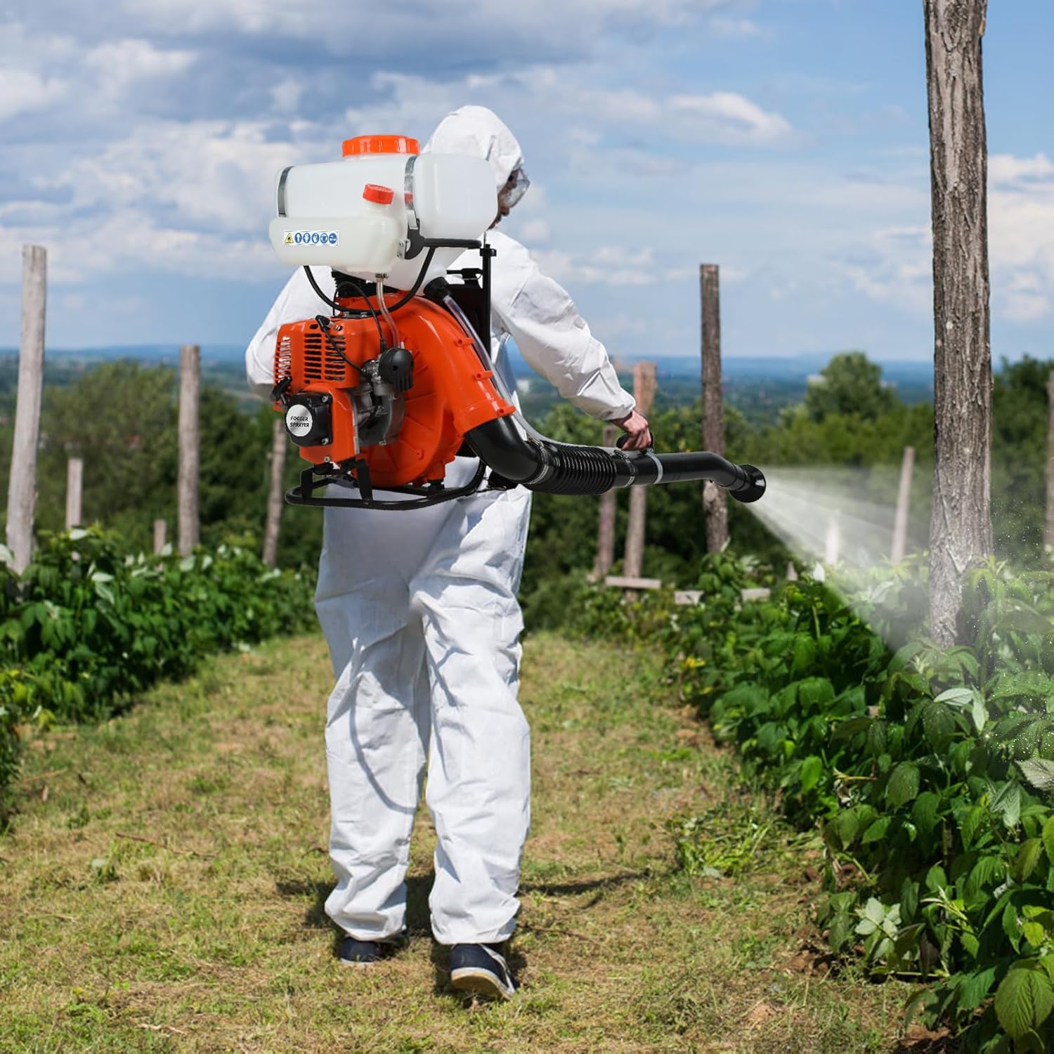 43cc Gas Mosquito Fogger, Backpack Sprayer Cold Fogger with 20L Tank, Spray Range Exceeding 12 Meters Insect Control Sprayer, 7500rpm Outdoor Pest Control Equipment for Garden Farm Yard Use (Orange)