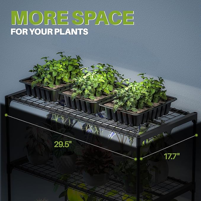 Plant Shelf with Grow Light, 5 Tier Plant Stand with Grow Light, Metal Plant Rack with 4 Pack 60W Plant Light for Indoor Plant, Seed Start, Seedling, Seed Trays, 17.7" W x 29.5" L x 59" H