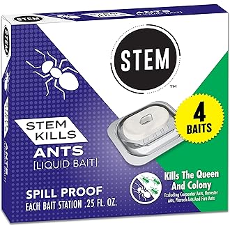 STEM Liquid Ant Baits, Kills The Queen and Colony, for Indoor Use, 8 Spill Proof Bait Stations