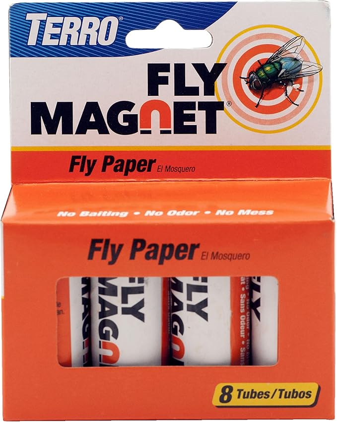 TERRO T518 Fly Magnet Indoor Housefly, 8 Count Pack, Sticky Fly Trap Indoor Hanging