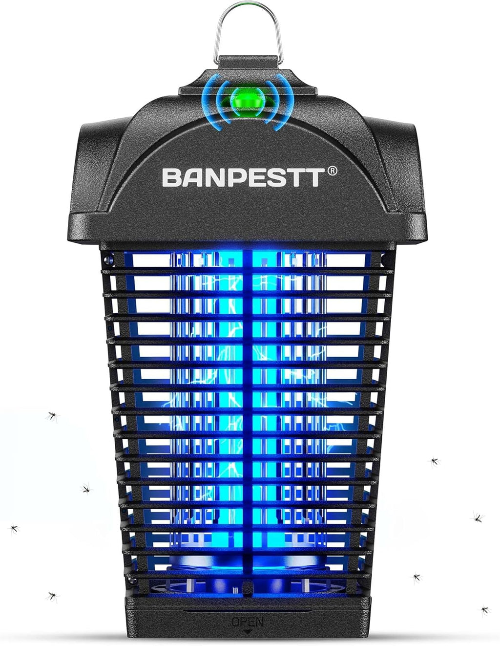 BANPESTT Bug Zapper & Electric 4000V Mosquito Killer – Waterproof Indoor/Outdoor with Dusk-to-Dawn Sensor, Durable Grid & Easy-Clean Tray for Patio, Garden & Home (Black)
