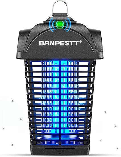 BANPESTT Bug Zapper & Electric 4000V Mosquito Killer – Waterproof Indoor/Outdoor with Dusk-to-Dawn Sensor, Durable Grid & Easy-Clean Tray for Patio, Garden & Home (Black)