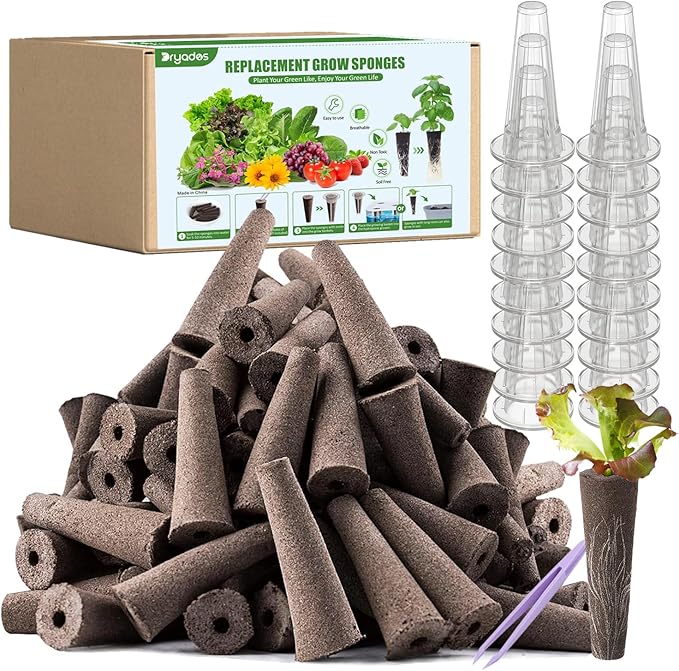 101 Pcs Hydroponic Growing kit for Indoor Garden,80 Grow Sponges, 20 Grow Baskets & 1 Tweezer, Replacement Growth Sponges Seed Pods of All hydroponic Brands Also Suitable for Soil Culture