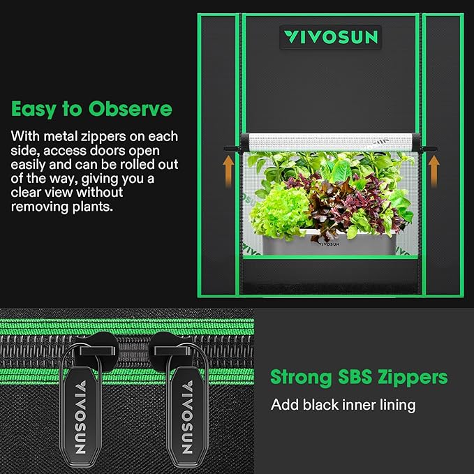 VIVOSUN Small Grow Tent for Aerogarden and T5 Linear Grow Lights, 1ft 5000K Full Spectrum LED Grow Light Strip for Indoor Growing, Plant Lights SGS Compatible