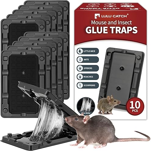 Sticky Mouse Traps Indoor for Home - 16 Pack Pre-baited Glue Traps for Roaches, Spider, Lizard, Bulk Sticky Rodent Catcher for Kitchen, Garage, Pet Safe Pest Control, Non-Toxic, Small Size
