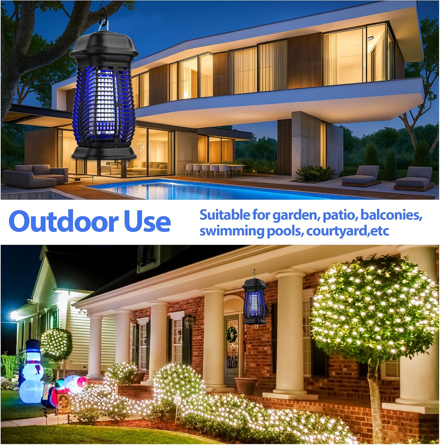Bug Zapper, Electric Mosquito Zapper Outdoor, Fly Traps Indoor Outdoor, Flying Insects Zapper, Mosquito Killer Indoor 85-120V, 4200V, ABS Plastic Outer (Black)