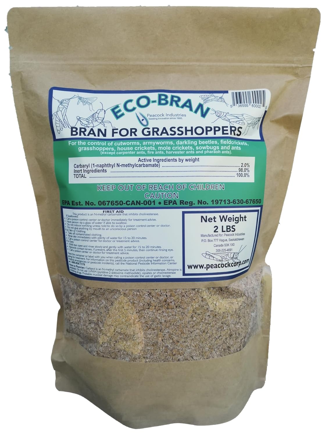 Broad Spectrum Grasshopper & Cricket Bait - Contains 2% Carbaryl - Control of Grasshoppers, Cutworm, Locust, Mole & Mormon Crickets, Sow Bugs (Roly-Poly), Ants, Beetles & More! (2 lbs)