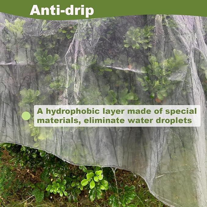 Greenhouse Plastic Sheeting, 12 x 25ft 6 mil Clear Greenhouse Film, UV Resistant Plastic Sheeting Heavy Duty, Polyethylene Green House Plastic Cover for Farms, Garden, Agriculture