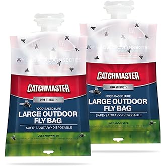 Glovv Fly Traps Outdoor Hanging with Bait, 6 Pack Disposable Flies Bags Hunter Ranch Trap, Control Bug Catcher Killer Repellent for Stable Horse Barn & Farm