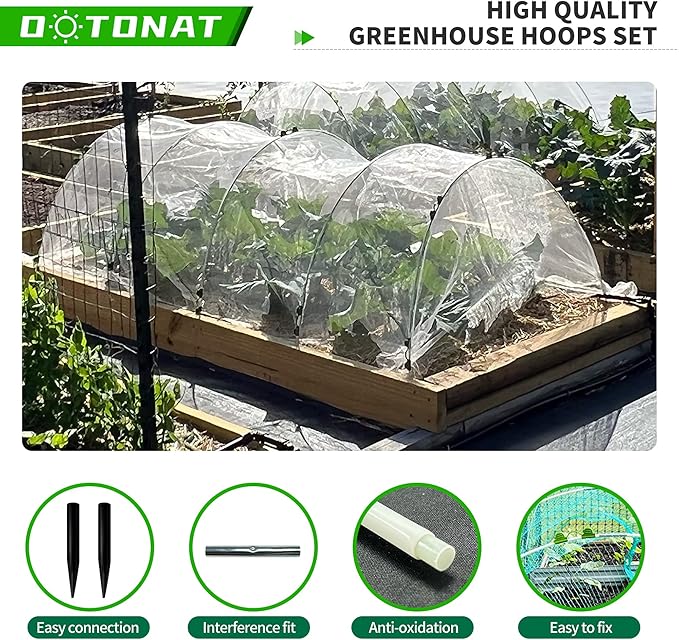 8FT Garden Hoops Grow Tunnel Kit - Rust-Free Fiberglass Frame for Raised Beds, 72pcs - DIY Plant Support for Garden Netting, Vegetable Garden Hoops Kit, Row Covers, and Greenhouse Protection