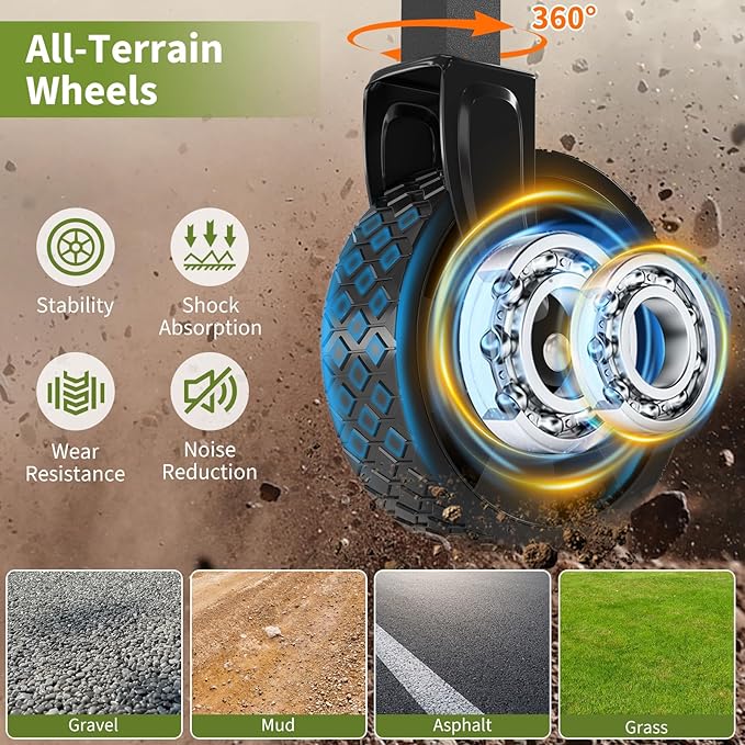 Wagons Carts Foldable, Garvee Utility Collapsible Wagon with All-Terrain Wheels, Drink Holders & Adjustable Handle, 220 LBS Portable Grocery Wagon for Shopping, Camping, Garden -Green