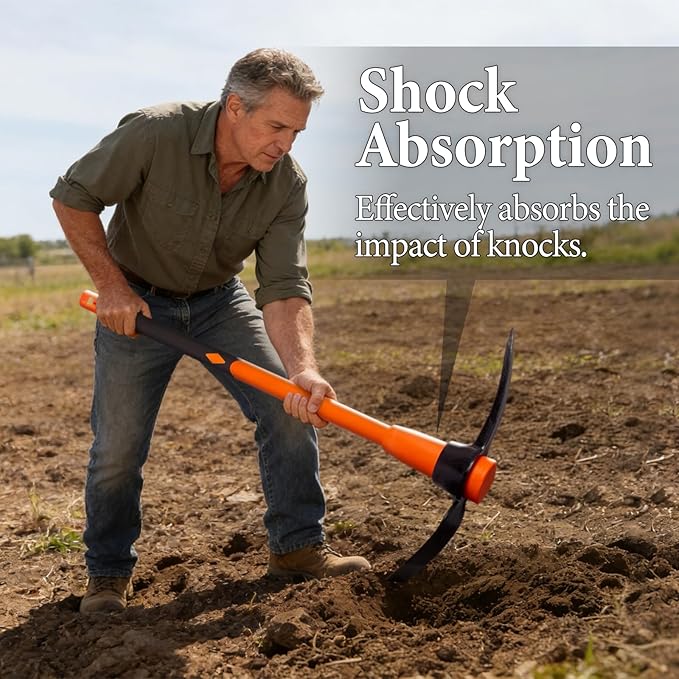 VNIMTI Pick Axe for Digging, Heavy Duty Pickaxe with Shock Absorbing Handle, 36 Inches