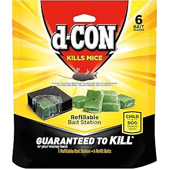 d-CON Refillable Corner Fit Mouse Poison Bait Station, 1 Trap + 20 Bait Refills