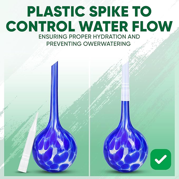 Plant Watering Globes Set of 8 - Large Self Watering Globes for Indoor & Outdoor Plants - Multicolored, Automatic, Glass Watering Bulbs for Daily Use, Plant Watering Devices