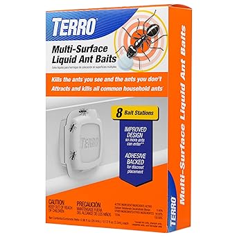 TERRO Indoor Liquid Ant Baits with Adhesive Strips for Discreet Baiting - TERRO Ant Trap and Bait Station - 8 Pack - T334SR