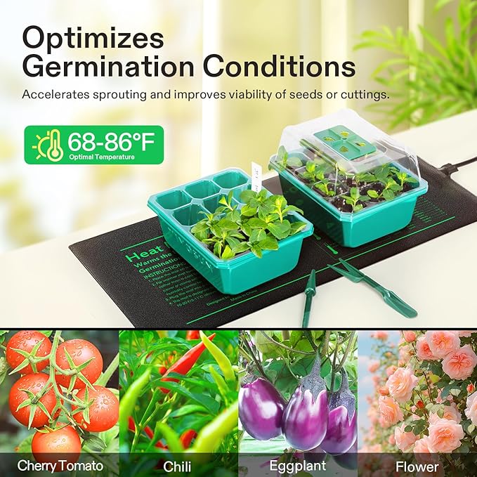 VIVOSUN Durable Waterproof Seedling Heat Mat 48" x 20.75" UL & MET-Certified Warm Hydroponic Heating Pad and Digital Heat Mat Thermostat Temperature Controller, 40–108 ºF 1000W for Reptiles, Seedlings