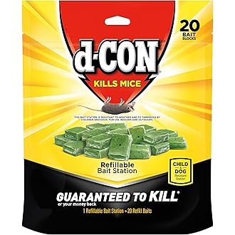 d-CON Refillable Corner Fit Mouse Poison Bait Station, 1 Trap + 20 Bait Refills