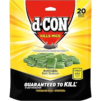 d-Con Corner Fit Mouse Poison Bait Station with 1 Trap and Bait Refills, Plain, 20 Count