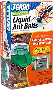 TERRO T1804-6 Outdoor Ready-to-Use Liquid Ant Bait Killer and Trap - Kills Common Household Ants - 4 Bait Stations